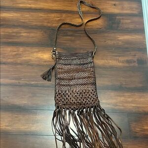 Woven Brown Crossbody Bag